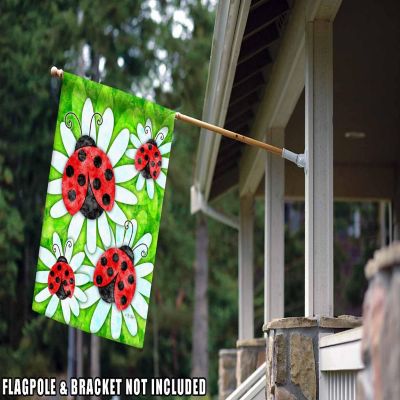 Toland Home Garden 28" x 40" Ladybugs and Daisies House Flag Image 2