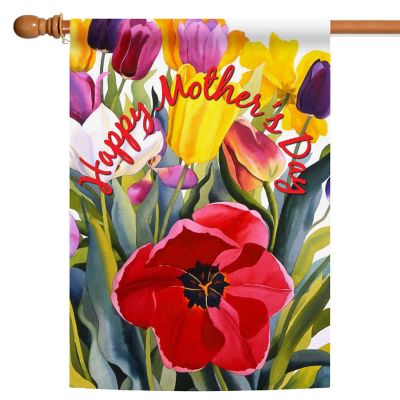Toland Home Garden 28" x 40" Mothers Day Tulips House Flag Image 1