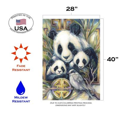 Toland Home Garden 28" x 40" Panda Family House Flag Image 1