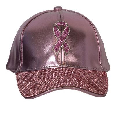 Top Headwear Breast Cancer Pink Ribbon Studded Baseball Cap Image 1
