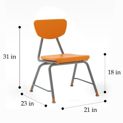 Tot Mate Versa Kids Chairs, Set of 2, Stackable, Student Chair Classroom Seating for School, Office, Dorms, Reception, Waiting Rooms (18" Seat Height, Orange) Image 1