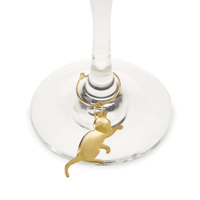 Twine Gold Cat Wine Charms by Twine Living (Set of 6) Image 2