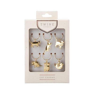 Twine Gold Cat Wine Charms by Twine Living (Set of 6) Image 3