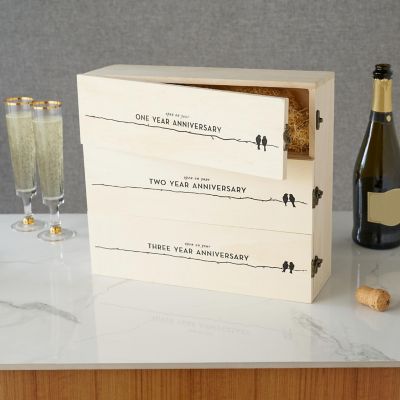 Twine Newlywed's Anniversary Wooden Wine Box by Twine Image 1