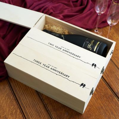 Twine Newlywed's Anniversary Wooden Wine Box by Twine Image 2
