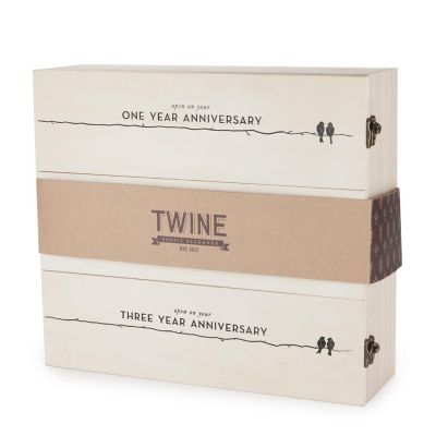 Twine Newlywed's Anniversary Wooden Wine Box by Twine Image 3