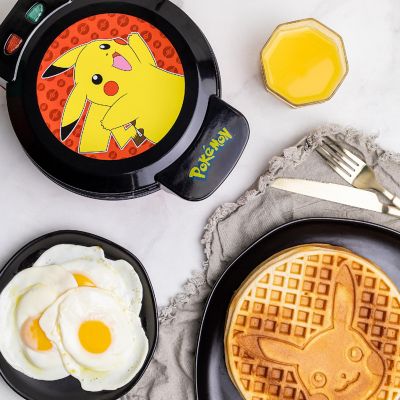 Uncanny Brands Pokemon Pikachu Waffle Maker - Make Bounty Pokeball Waffles - Kitchen Appliance Image 1