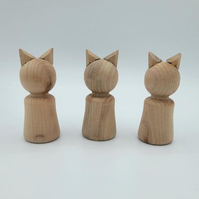 Unfinished Wood Cat Peg Dolls, Makes 3 Image 1