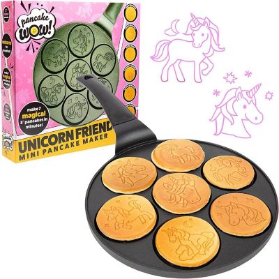 Unicorn Mini Pancake Pan - Make 7 Unique Flapjack Unicorns, Nonstick Pan Cake Maker Griddle for Breakfast Fun & Easy Cleanup, Magical Birthday Treat or Gift for Image 1