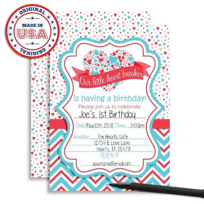Valentine's Heartbreaker Red & Blue Invitations 40pc. by AmandaCreation Image 2