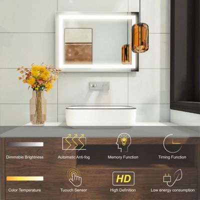 Venetio 28 in. W x 20 in. H Rectangle Frameless Anti-Fog LED Wall Bathroom Vanity Mirror Image 3