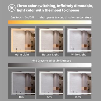 Venetio 28 in. W x 36  in. H Rectangle Frameless Anti-Fog LED Wall Bathroom Vanity Mirror Image 1