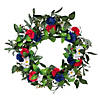 Vickerman 22" Artificial Mixed Floral Wreath With Red, White, And Blue Flowers and Berries Image 1