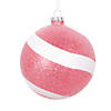 Vickerman 4.75" Red and White Swirl Sugar Glitter Ball Ornament, 3 per bag. Image 1