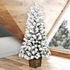 Vickerman 4' Flocked Gifford Slim Potted Pine Artificial Christmas Tree, Warm White Dura-lit LED Lights Image 2