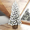 Vickerman 4' Flocked Gifford Slim Potted Pine Artificial Christmas Tree, Warm White Dura-lit LED Lights Image 4