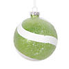 Vickerman 4" Green and White Swirl Sugar Glitter Ball Ornament, 4 per bag. Image 1