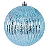 Vickerman 8" Baby Blue Shiny Lined Mercury Ball Ornament. Image 1
