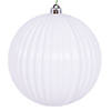 Vickerman 8" White Shiny Lined Ball Ornament, 1 per Bag. Image 1