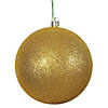 Vickerman Shatterproof 6" Antique Gold Glitter Ball Christmas Ornament, 4 per Bag Image 1