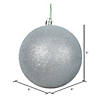 Vickerman Shatterproof 6" Silver Glitter Ball Christmas Ornament, 4 per Bag Image 1