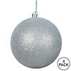 Vickerman Shatterproof 6" Silver Glitter Ball Christmas Ornament, 4 per Bag Image 4