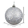 Vickerman Shatterproof 6" Silver Sequin Ball Christmas Ornament, 4 per Bag Image 1