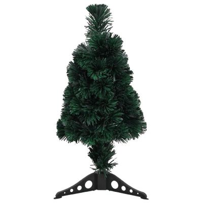 vidaXL 2' Black/Green Fiber optic/Plastic Artificial Slim Christmas Tree with Stand Image 1