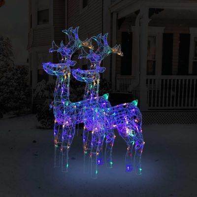 vidaXL 2 pcs Acrylic Reindeer Christmas Decorations with Multicolor LED Lights Image 1