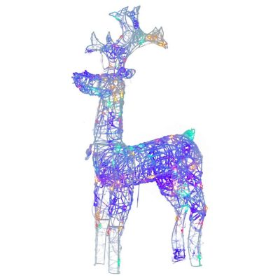 vidaXL 2 pcs Acrylic Reindeer Christmas Decorations with Multicolor LED Lights Image 2