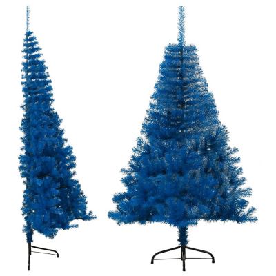 VidaXL 4' Blue PVC/Steel Artificial Half Christmas Tree with Stand Image 1