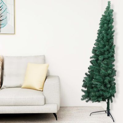 VidaXL 4' Green Artificial Half Christmas Tree with LED Lights & Stand Image 2