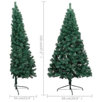 VidaXL 4' Green Artificial Half Christmas Tree with LED Lights & Stand Image 3