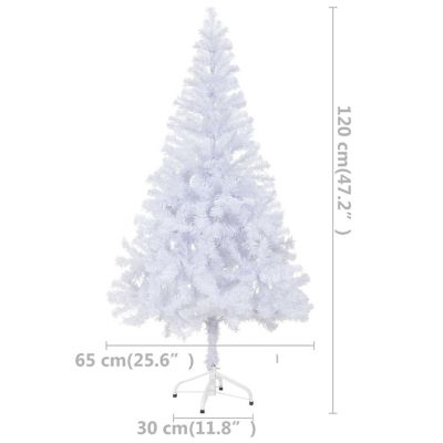 VidaXL 4' White Artificial Christmas Tree with LED Lights & 61pc Gold Ornament & 230pc Branch Set Image 3