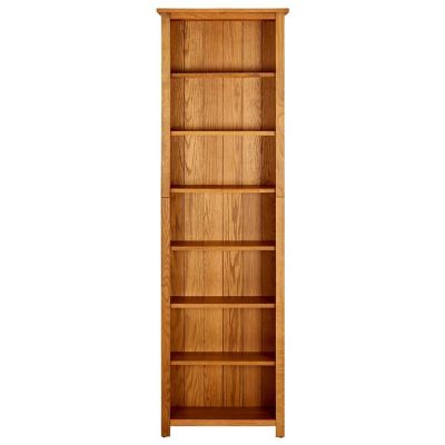 vidaXL 7-Tier Bookcase 23.6"x8.7"x78.7" Solid Oak Wood Image 2