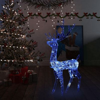 vidaXL Acrylic Reindeer Christmas Decoration 140 LEDs 4 ft Blue Image 1