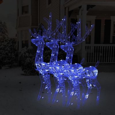 vidaXL Acrylic Reindeer Christmas Decorations 3 pcs 47.2" Blue Image 1