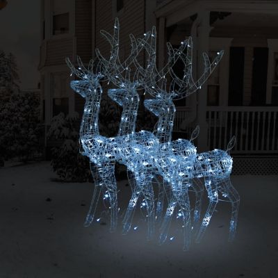 vidaXL Acrylic Reindeer Christmas Decorations 3 pcs 47.2" Cold White Image 1