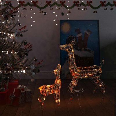 vidaXL Acrylic Reindeer Family Christmas Decoration 160 LED Colorful Image 1