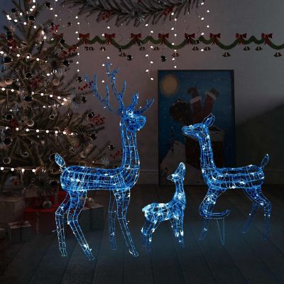vidaXL Acrylic Reindeer Family Christmas Decoration 300 LED Blue Image 1