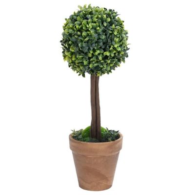 vidaXL Artificial Boxwood Plants 2 pcs with Pots Ball Shaped Green 22" Image 3