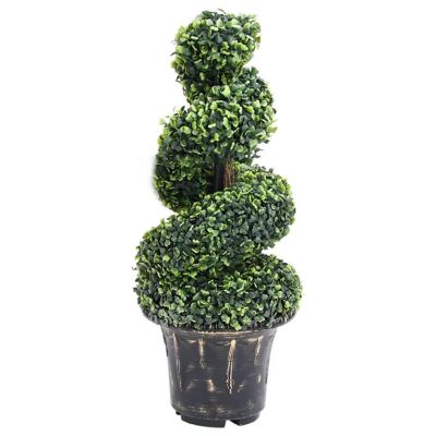 vidaXL Artificial Boxwood Spiral Plant with Pot Green 35" Image 1