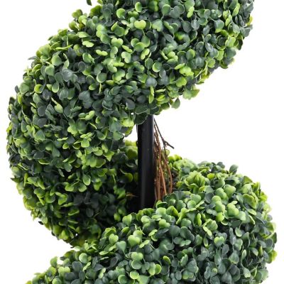 vidaXL Artificial Boxwood Spiral Plant with Pot Green 35" Image 3