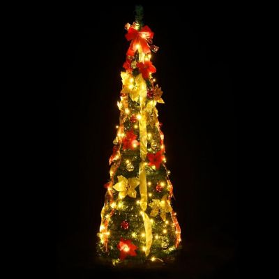 vidaXL Artificial Christmas Tree Pop-up 200 LEDs Green 82.7" Image 1