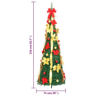 vidaXL Artificial Christmas Tree Pop-up 200 LEDs Green 82.7" Image 3