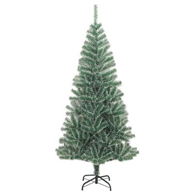 vidaXL Artificial Christmas Tree with Flocked Snow Green 59.1" Image 1