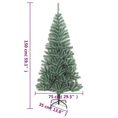 vidaXL Artificial Christmas Tree with Flocked Snow Green 59.1" Image 3