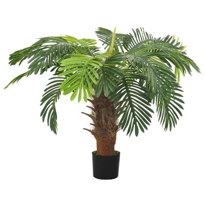 vidaXL Artificial Cycas Palm with Pot 35.4" Green Image 2