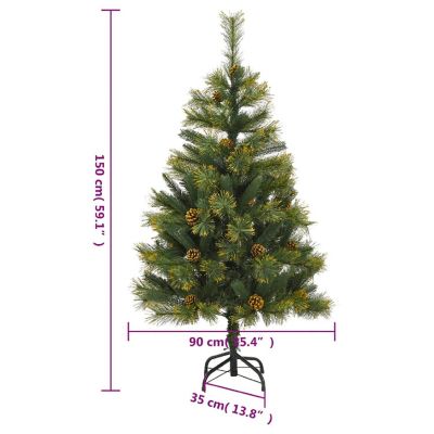vidaXL Artificial Hinged Christmas Tree with Cones 59.1" Image 3