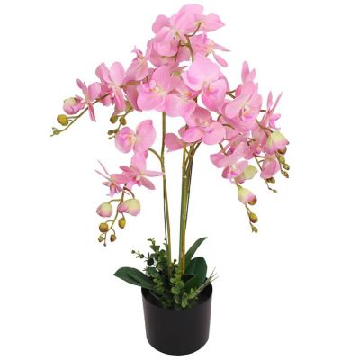 vidaXL Artificial Orchid Plant with Pot 29.5" Pink Image 1
